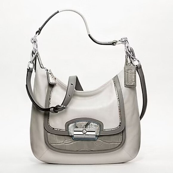 Coach Kristen Snakeskin White Leather Shoulder Bag Purse m - Picture 1 of 14